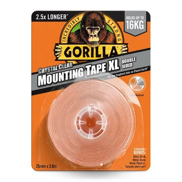 Gorilla Heavy Duty Mounting Clear Tape XL kétoldalas ragasztószalag kristálytiszta 2,5 cm x 3,8 m