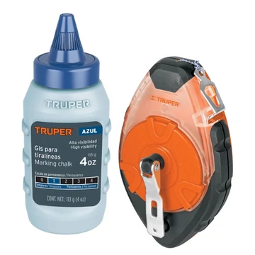 TRUPER TL-100 Kicsapózsinór műanyag házban, krétaporral, kék, 30 m / 113 g (18575)