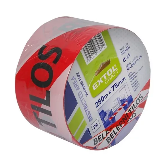 EXTOL Jelölő szalag, piros-fehér "BELÉPNI TILOS" 75mmx250m (9568H)