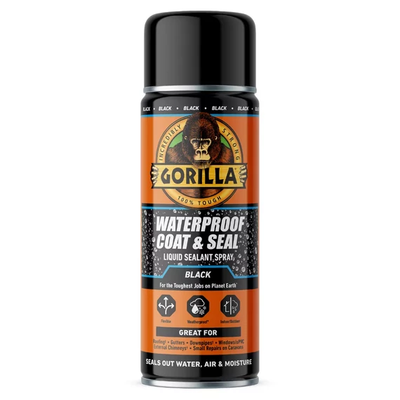Gorilla Coat &amp; Seal Vízálló Bevonat és Tömítő SPRAY Fekete 450ml