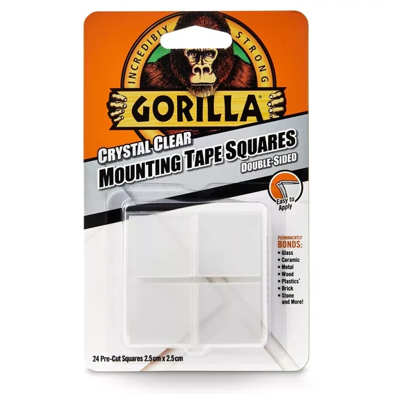 Gorilla Heavy Duty Mounting Tape Squares kétoldalas ragasztószalag kristálytiszta 2,5cm-es négyzetek 