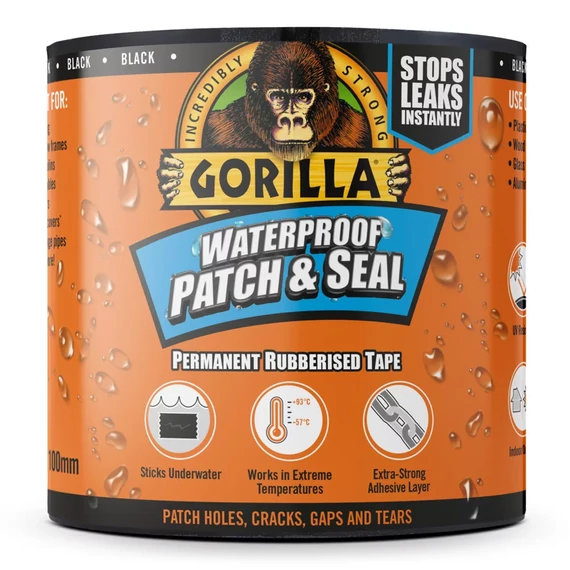 Gorilla TAPE Waterproof PATCH & SEAL fekete vízálló foltozó/tömítő ragasztószalag 3m x 100mm 