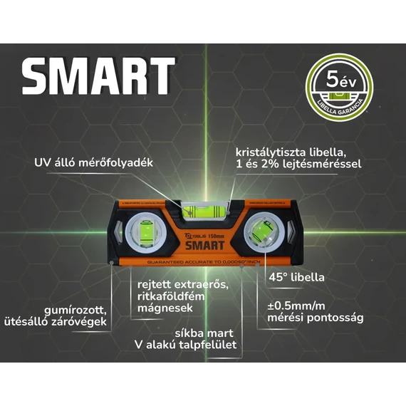 SMART Mágneses zsebvízmérték 3 libellával (15cm és 25cm) 15cm