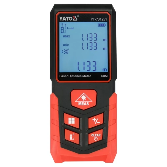 YATO Lézeres távolságmérő, LCD, piros, 650nm, 50m
