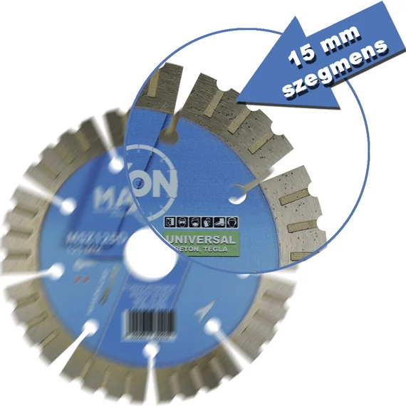 MAXON DELUX Gyémánt vágótárcsa, szegmenses, 125x22,2x15mm (MSZ125D) DIATECH